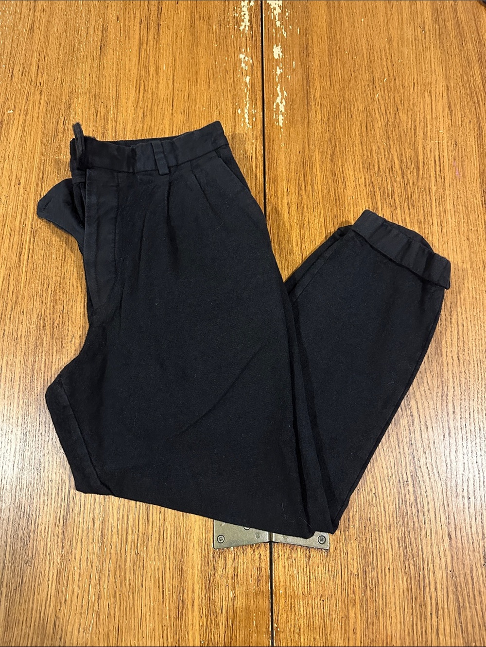 ALL SAINTS Men’s  Black Tapered Cropped Fit Wool Trousers